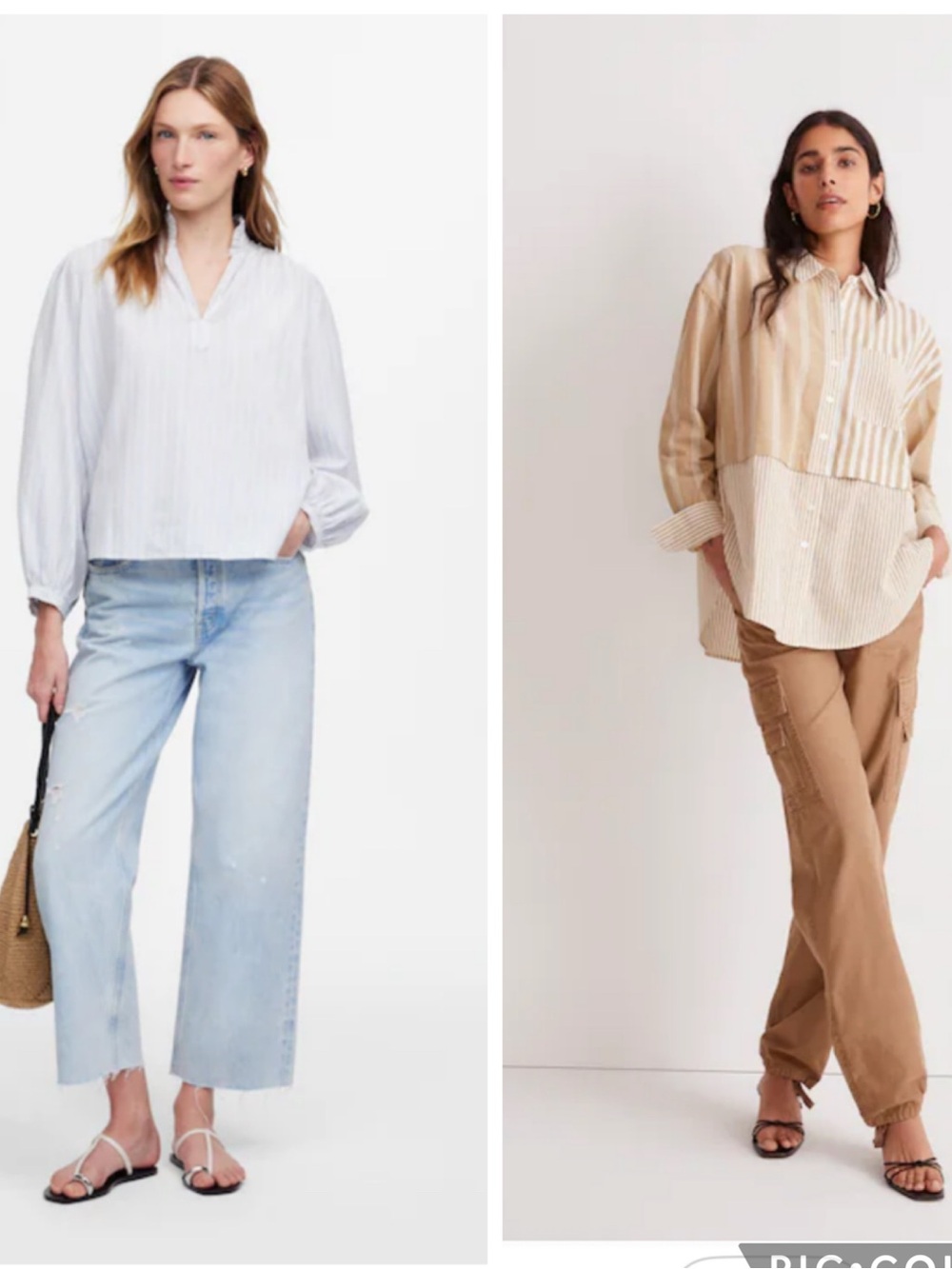 Bundle Madewell Blue Ruffled Popover Top Tan Modular Oversized Button Shirt M